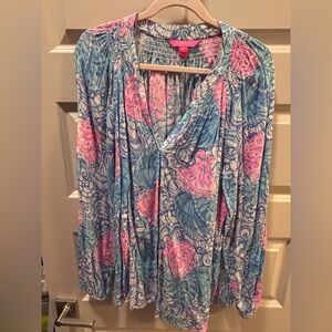 Lilly Pulitzer Blue and Pink Blouse